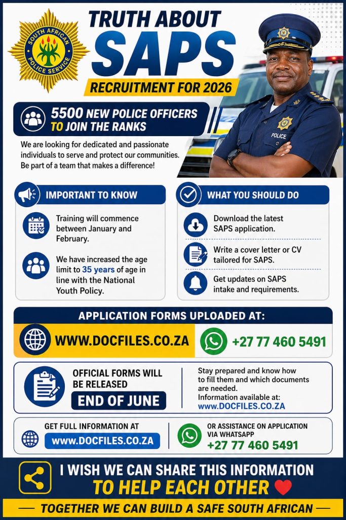 SAPS Recruitment 2026: 5,500 New Police Officers to Join Training