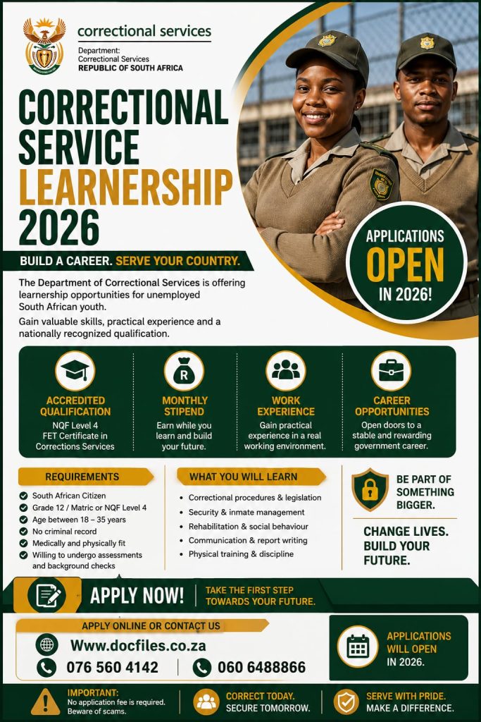 Correctional Services Learnership 2026