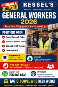 RESSELS IS HIRING GENERAL WORKERS