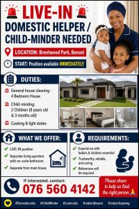 Domestic Helper / Child-Minder Needed – Apply Now