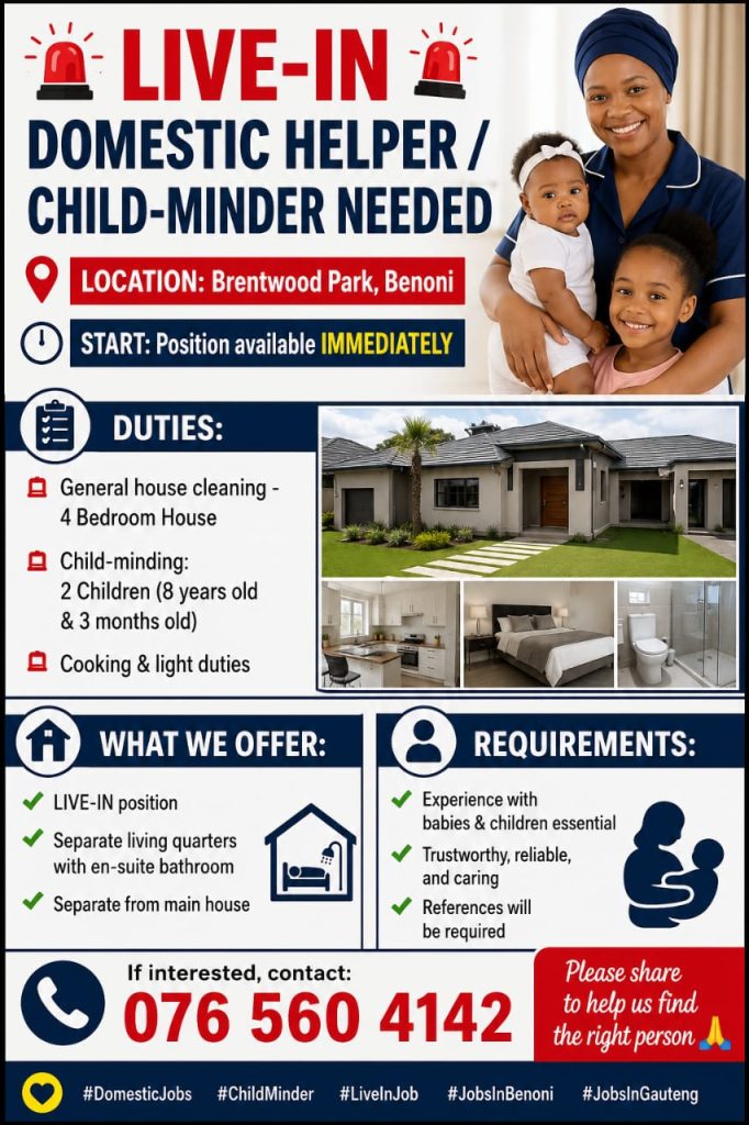 Domestic Helper / Child-Minder Needed – Apply Now