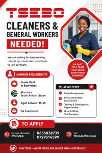 TSEBO CLEANERS AND GENERAL WORKERS 2026