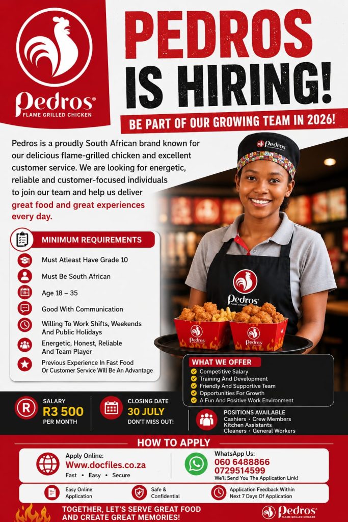 Pedros Is Hiring – Apply Now