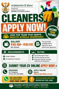 CLEANER VACANCIES APPLY NOW