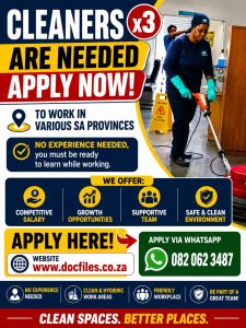 CLEANER (ENVIRONMENTAL HYGIENE SERVICES) (X3 POSTS) 