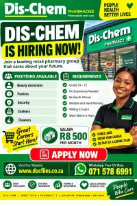 DIS-CHEM IS Hiring Qualified Pharmacist Assistant – Table Bay – Cape Town