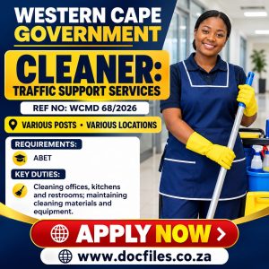 CLEANER: TRAFFIC SUPPORT SERVICES REF NO: WCMD 68/2026 